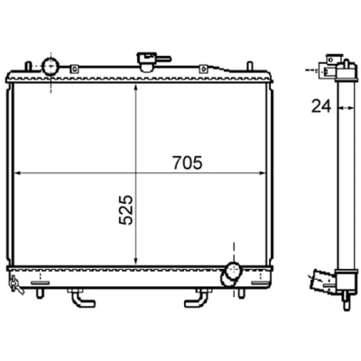 Bilde av MAHLE ORIGINAL CR 1072 000S Radiator for kjøretøy med/uten klimaanlegg 705 525 24 Kjøleribber loddet MITSUBISHI: PAJERO 4