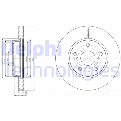 Bilde av DELPHI BG4232 Bremseskiver 275 22 5 ventilert oljet ubehandlet uten hjullager, ABS sensorring TOYOTA: Auris Hatchback, Corolla X Sedan