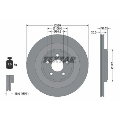 Bilde av TEXTAR PRO+ 92178005 Bremseskiver 326 20 05/05 108 innvendig ventilert belagt høy karbon uten hjulfestebolt, hjulnav JAGUAR: XF Sedan, XJ Sedan