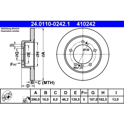Bilde av ATE 24.0110 0242.1 Bremseskiver 290,0 10,0 5 139,5 fullt ut belagt SUZUKI: Jimny SUV, X 90