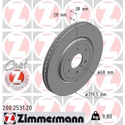 Bilde av ZIMMERMANN COAT Z 200.2531.20 Bremseskiver 320 28 6/6 6 114 innvendig ventilert belagt NISSAN: Pathfinder 3, NP300 Navara Pick up, up