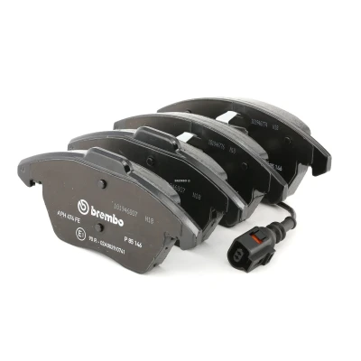 Bilde av BREMBO P 85 146 Bremseklosser inkl. slitasjevarselkontakt med kolbleklips uten tilbehør VOLKSWAGEN: Beetle Hatchback, GOLF 6, Touran I