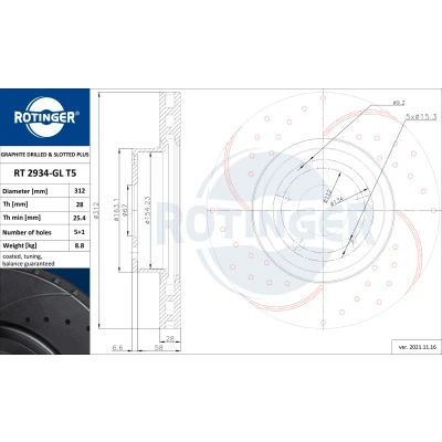 Bilde av Bremseskive ROTINGER RT 2934 GL T5