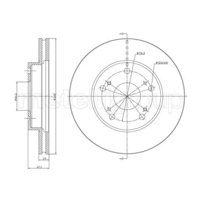 Bilde av METELLI Bremseskive HONDA: CIVIC 7 Hatchback 260,0mm 23,2mm 5 ventilert 23 1635C Bremseskiver, Skivebremser