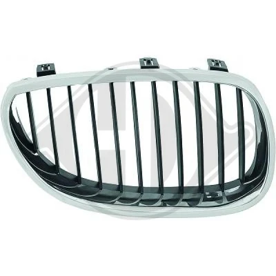 Bilde av DIEDERICHS 1224040 Radiatorgitter høyre krom/sort BMW: 5 Sedan, Touring
