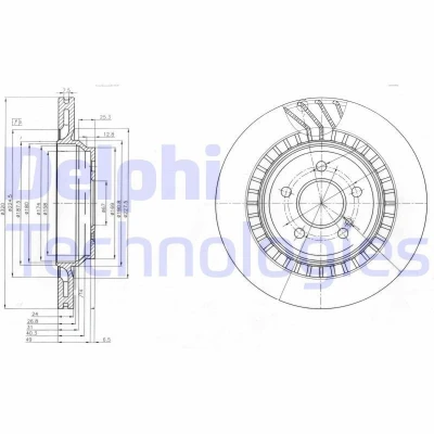 Bilde av DELPHI BG4144 Bremseskiver 320 24 5 ventilert oljet ubehandlet uten hjullager, ABS sensorring MERCEDES BENZ: S Klasse Sedan, SL Cabrio