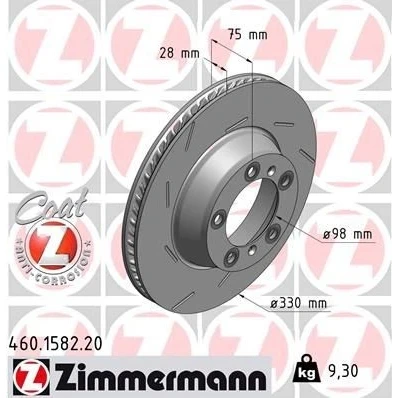Bilde av ZIMMERMANN COAT Z 460.1582.20 Bremseskiver 330 28 7/5 5 130 innvendig ventilert, med sliss belagt PORSCHE: Panamera