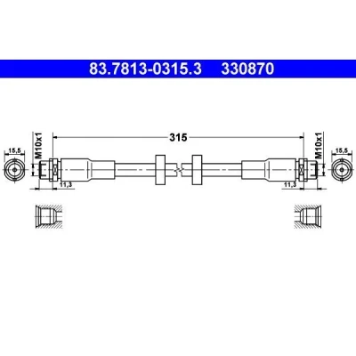 Bilde av ATE 83.7813 0315.3 Bremseslange 315 AUDI: A6 C6 Avant, Allroad, Sedan