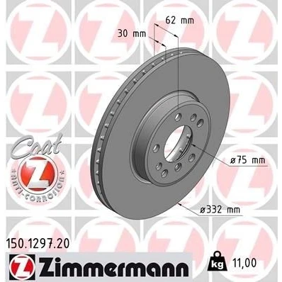 Bilde av ZIMMERMANN COAT Z 150.1297.20 Bremseskiver 332 30 8/5 5 120 innvendig ventilert belagt høy karbon BMW: X5