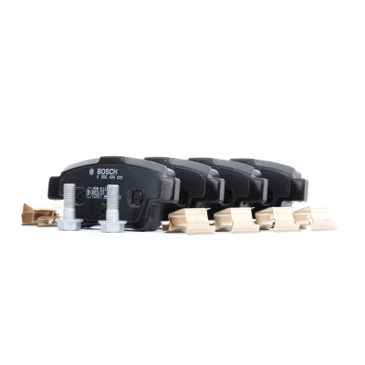 Bilde av BOSCH 0 986 494 222 Bremseklosser Low Metallic med antihyle blikk, skruer fjær, tilbehør OPEL: Corsa D Hatchback