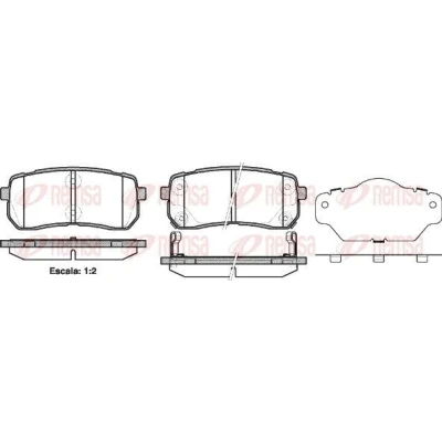 Bilde av REMSA 1288.02 Bremseklosser bakaksel inkl. slitasjevarselkontakt med klistrefolie tilbehør HYUNDAI: H 1 Cargo, ix55, Travel, KIA: SORENTO 3