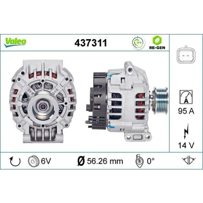 Bilde av VALEO 437311 Dynamo 14V 95A RENAULT: Kangoo I Express, MEGANE 2 Kombi, LAGUNA Grandtour