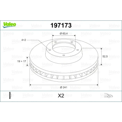 Bilde av VALEO 197173 Bremseskiver framaksel 241 19 4 ventilert HYUNDAI: ACCENT 2