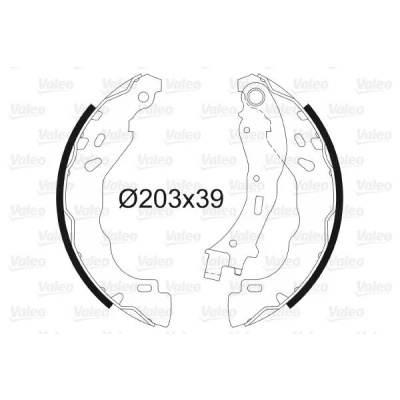 Bilde av VALEO 564157 Bremsesko bakaksel 203 39 uten hjulsylinder brems CITROËN: C4 II Cactus, DS3 Hatchback, C3 II, PEUGEOT: 208 I Hatchback