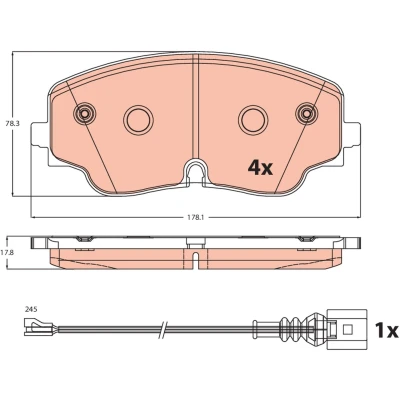 Bilde av TRW Bremseklosser inkl. slitasjevarselkontakt GDB2498 VOLKSWAGEN: Tiguan II, Golf VIII Hatchback