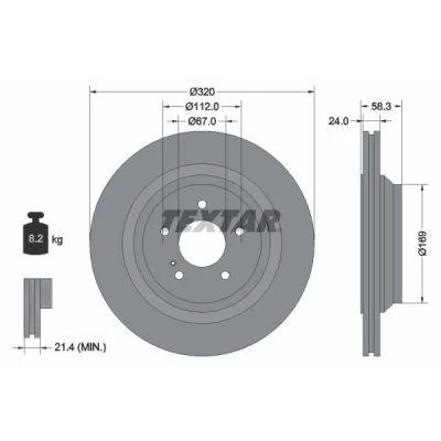 Bilde av TEXTAR PRO+ 92160705 Bremseskiver 320 24 05/06 112 innvendig ventilert belagt høy karbon uten hjulfestebolt, hjulnav