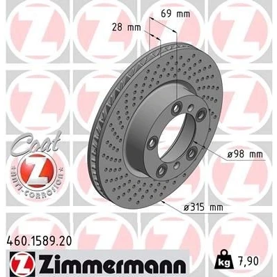 Bilde av ZIMMERMANN COAT Z 460.1589.20 Bremseskiver 315 28 7/5 5 130 innvendig ventilert, nedsenket belagt