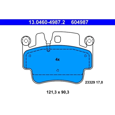 Bilde av ATE 13.0460 4987.2 Bremseklosser klargjort for slitasjeindikator, ekskl. slitasjevarselkontakt PORSCHE: 911 Coupé, Targa, Boxster
