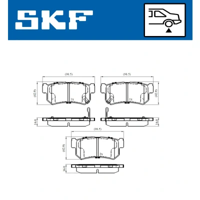 Bilde av SKF VKBP 90576 A Bremseklosser med akustisk slitasjevarsel SSANGYONG: Rexton / 2, Actyon Sports I Pick up, Kyron