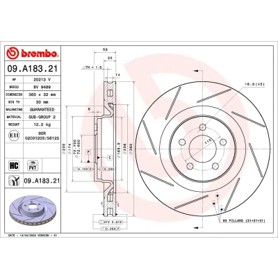 Bilde av Bremseskive BREMBO 09.A183.21
