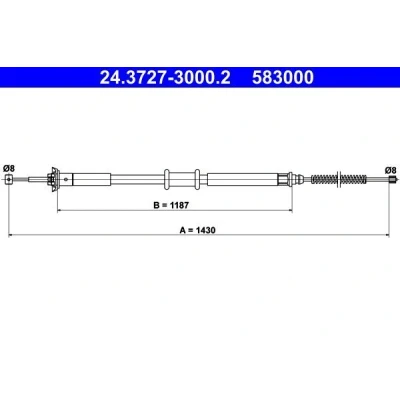 Bilde av ATE 24.3727 3000.2 Bremsekabel 1430
