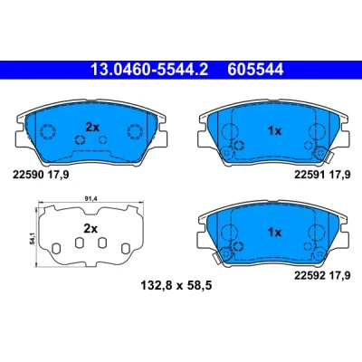 Bilde av ATE 13.0460 5544.2 Bremseklosser med akustisk slitasjevarsel antihyle blikk SSANGYONG: XLV SUV