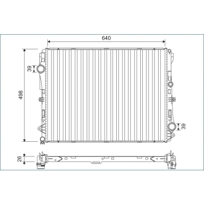 Bilde av VALEO Radiator Aluminium 498mm 640mm 26mm uten kjølemiddelregulator MERCEDES BENZ: E Klasse T modell 701141