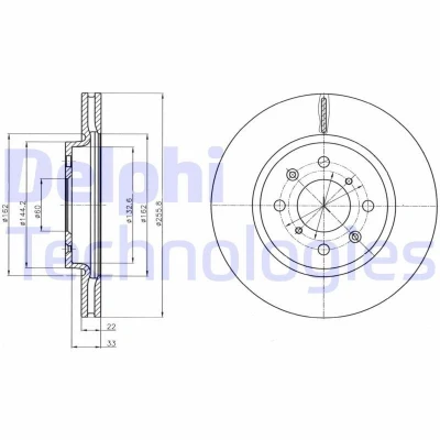 Bilde av DELPHI BG4340 Bremseskiver 255 22 4 ventilert oljet ubehandlet uten hjullager, ABS sensorring SUZUKI: SWIFT