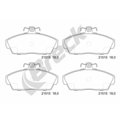 Bilde av BRECK 21515 00 702 10 Bremseklosser med akustisk slitasjevarsel tilbehør LAND ROVER: Freelander I SUV, HONDA: CIVIC 7 Hatchback