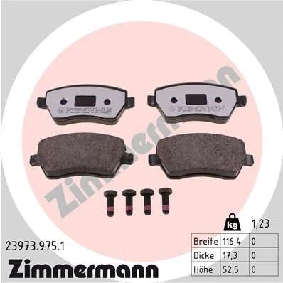 Bilde av ZIMMERMANN 23973.975.1 Bremseklosser med skruer Bildet viser leveranseinnholdet RENAULT: Zoe, Kangoo II Express, Captur, MERCEDES BENZ: Citan Van