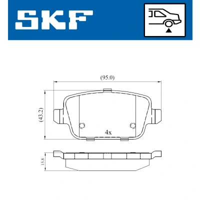Bilde av SKF VKBP 90498 Bremseklosser ikke klargjort for slitasjeindikator