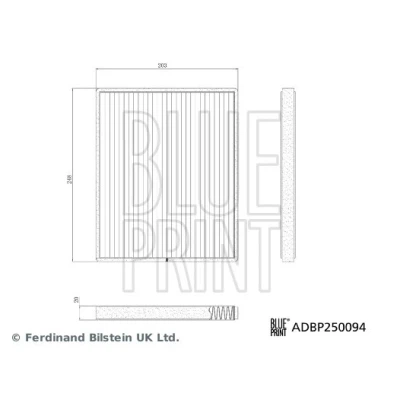 Bilde av BLUE PRINT ADBP250094 Kupéfilter Karbonfilter 248mm 203mm 20mm