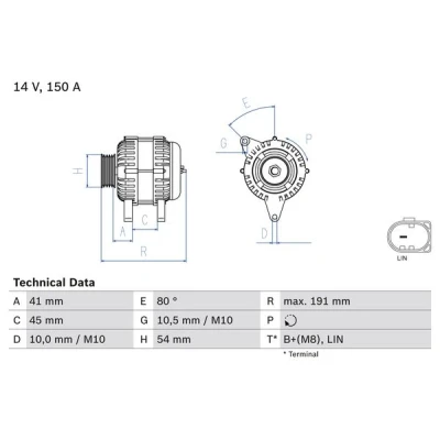 Bilde av BOSCH 0 986 083 620 Dynamo 14V 150A FORD: S Max Mk1, MONDEO 4 Turnier, Galaxy Mk2 MPV