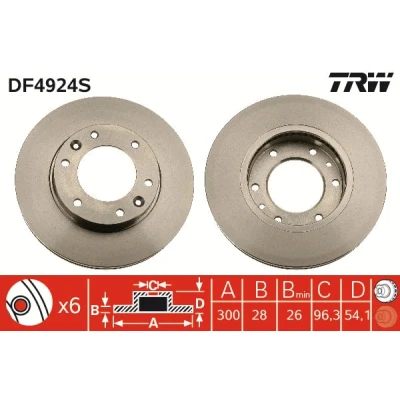 Bilde av TRW DF4924S Bremseskiver 300 28 6 139,7 ventilert spraylakkert høy karbon