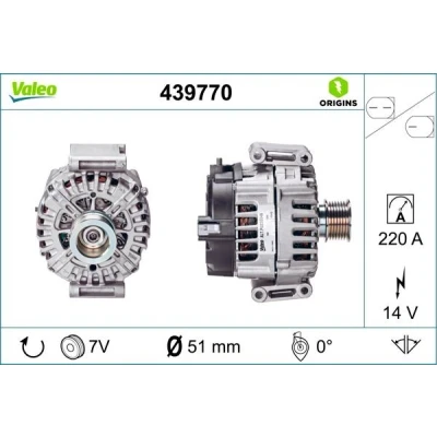 Bilde av VALEO 439770 Dynamo 14V 220A MERCEDES BENZ: E Klasse Sedan, T modell, Cabrio