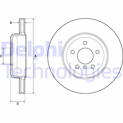 Bilde av DELPHI BG9130C Bremseskiver 345 24 5 ventilert belagt høy karbon uten hjullager, ABS sensorring BMW: Touring, Sedan, 7
