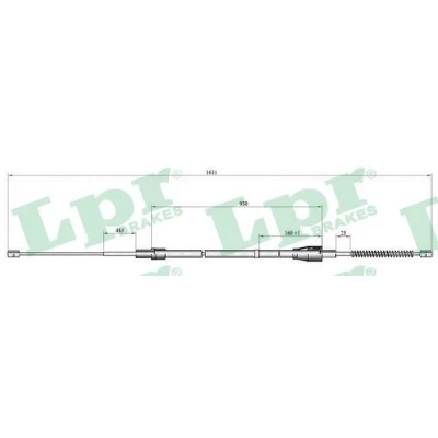 Bilde av LPR C0809B Bremsekabel 1580/918 Trommelbrems VOLKSWAGEN: Polo IV Hatchback, SKODA: Fabia I Hatchback