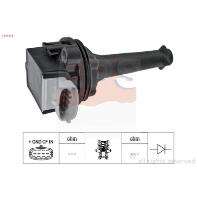 Bilde av EPS 1.970.478 Tennspole COIL ON PLUG VOLVO: V70 2, S60 I, XC70 II Stasjonsvogn, FORD: MONDEO 4 Turnier, Focus S Max Mk1