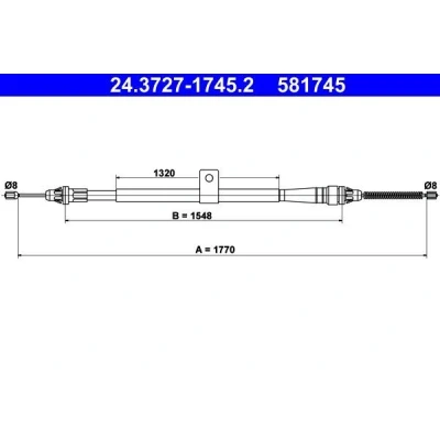 Bilde av ATE 24.3727 1745.2 Bremsekabel 1770 NISSAN: Note I