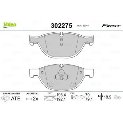Bilde av VALEO 302275 Bremseklosser framaksel med antihyle blikk BMW: 5 Touring, Sedan, 7