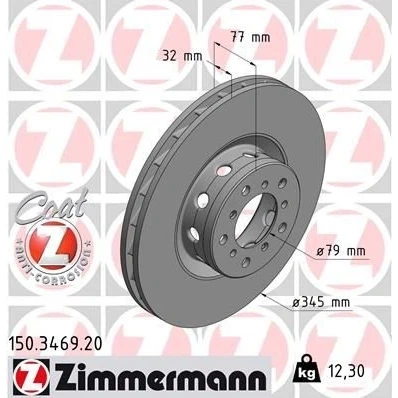 Bilde av ZIMMERMANN COAT Z 150.3469.20 Bremseskiver 345 32 10/5 5 120 innvendig ventilert belagt høy karbon BMW: Sedan