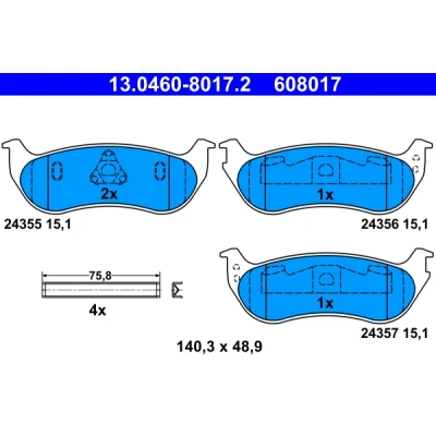 Bilde av Bremseklosser sett, Bakaksel, jeep cherokee, 0 5083 882AC, 882AE, 882AF, 5179 242AA,