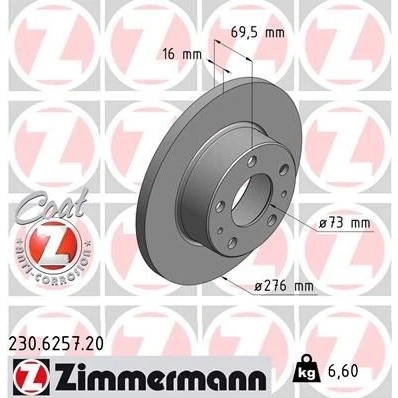 Bilde av Bremseskive ZIMMERMANN 230.6257.20