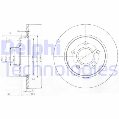 Bilde av DELPHI BG3896 Bremseskiver 265 11 5 fullt ut oljet ubehandlet uten hjullager, ABS sensorring FORD: Focus 2 Kombi, 2, C Max