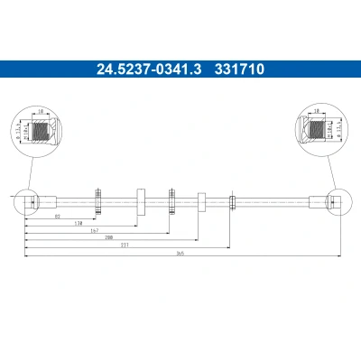 Bilde av ATE 24.5237 0341.3 Bremseslange 365 VOLKSWAGEN: Transporter 4 Bus,