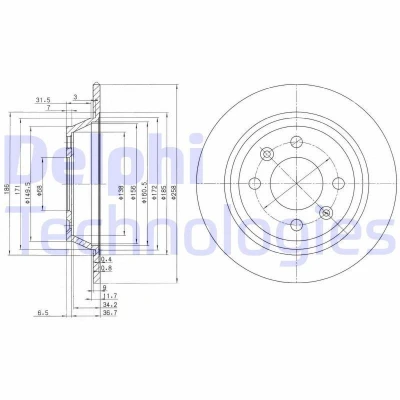 Bilde av DELPHI BG2420 Bremseskiver 258 9 4 fullt ut oljet ubehandlet uten hjullager, ABS sensorring SAAB: 9000 Hatchback
