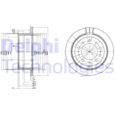 Bilde av DELPHI BG3534 Bremseskiver 330 18 5 ventilert oljet ubehandlet uten hjullager, ABS sensorring TOYOTA: Land Cruiser 100