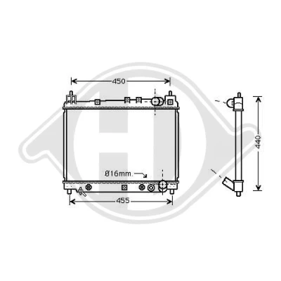 Bilde av DIEDERICHS 8660553 Radiator for kjøretøy med tilleggsvannpumpe 350 488 16 TOYOTA: Yaris I Hatchback
