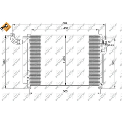 Bilde av NRF EASY FIT 35852 Kondensator med tørker, tetningsring 14,2 9,3 Aluminium 480