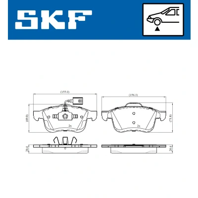 Bilde av SKF VKBP 80476 E Bremseklosser inkl. slitasjevarselkontakt